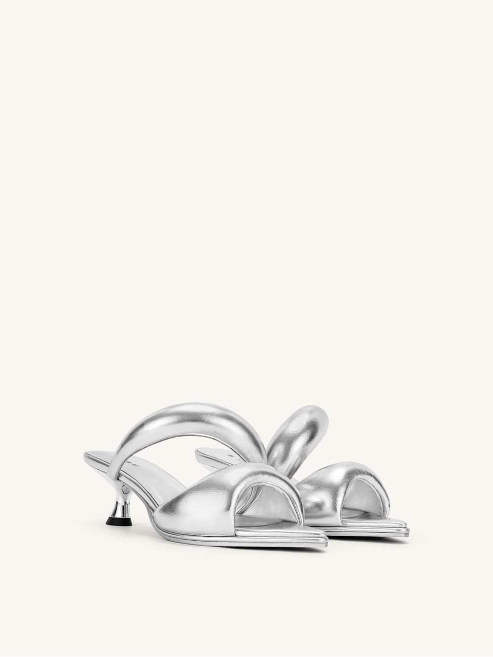 JW PEI Metallic Silver Knot Detail Slingback Heels Sara Mule 37